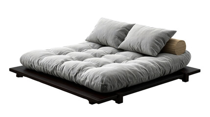 Modern futon bed design with unique fabric and wooden frame