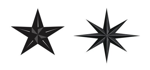 Black and white star decorations and festive Christmas elements