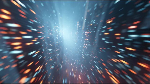 Interstellar Journey: A captivating depiction of an otherworldly tunnel. The view captures a sense of rapid motion and boundless possibilities.