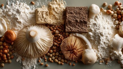 Plant-based meat ingredients with pea protein and mushrooms