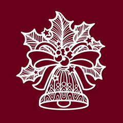 Laser cutting template from paper, wood, caton, metal, etc. For design of Christmas cards, Christmas tree decorations, stickers, home decorations, stencils, etc. Vector