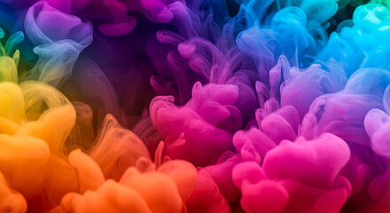 Obraz premium Vibrant Rainbow Smoke Plumes Abstract Background