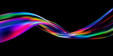 Naklejka premium Abstract holographic wave.Flow iridescent fluid.Dynamic spectrum ribbon.