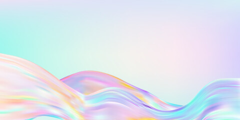 Abstract  holographic wave.Flow iridescent fluid.Dynamic spectrum ribbon.