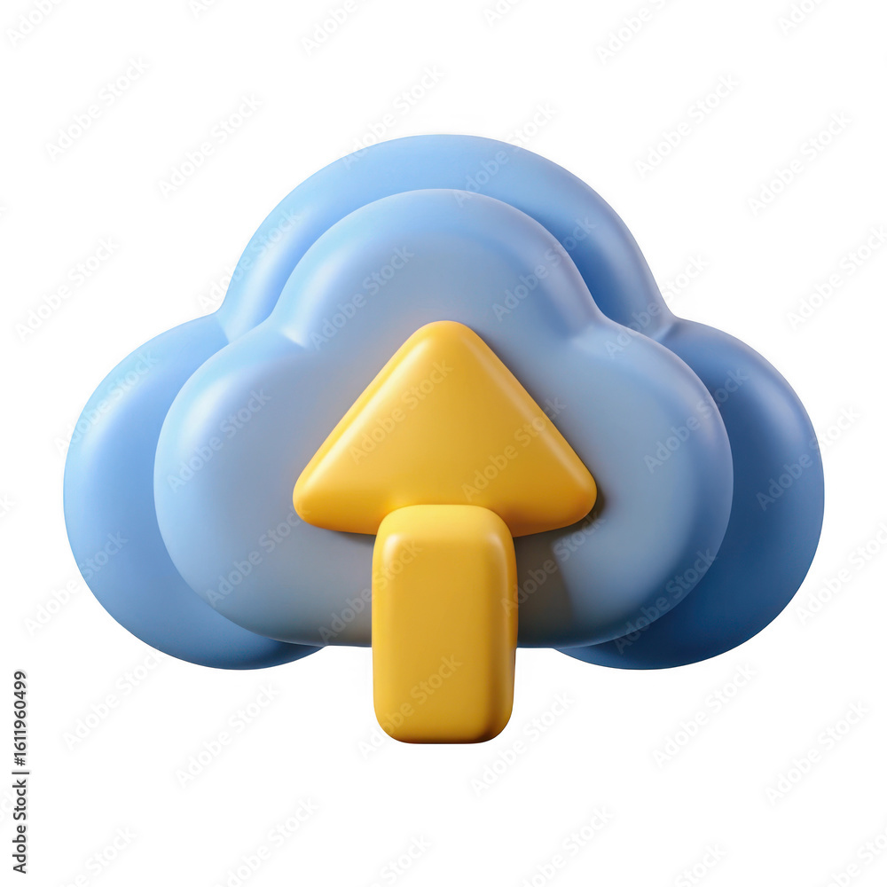 Poster cloud upload icon isolated on transparent background
