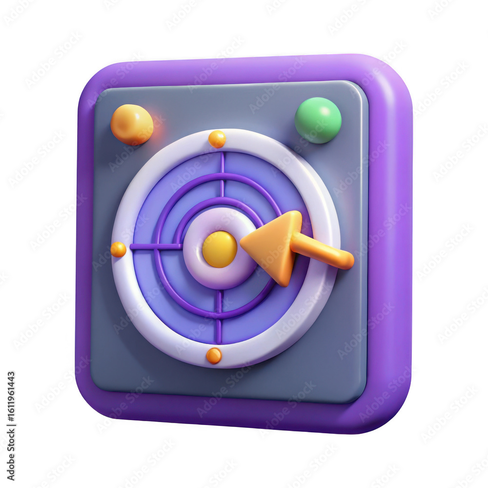 Poster target with arrow isolated on transparent background