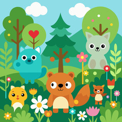 Naklejka premium animals in the forest