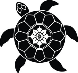 Obraz premium Turtle with intricate mandala shell pattern silhouette