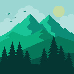 Fototapeta premium vector illustration of mountain landscape