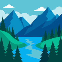 vector illustration of a mountain landscape