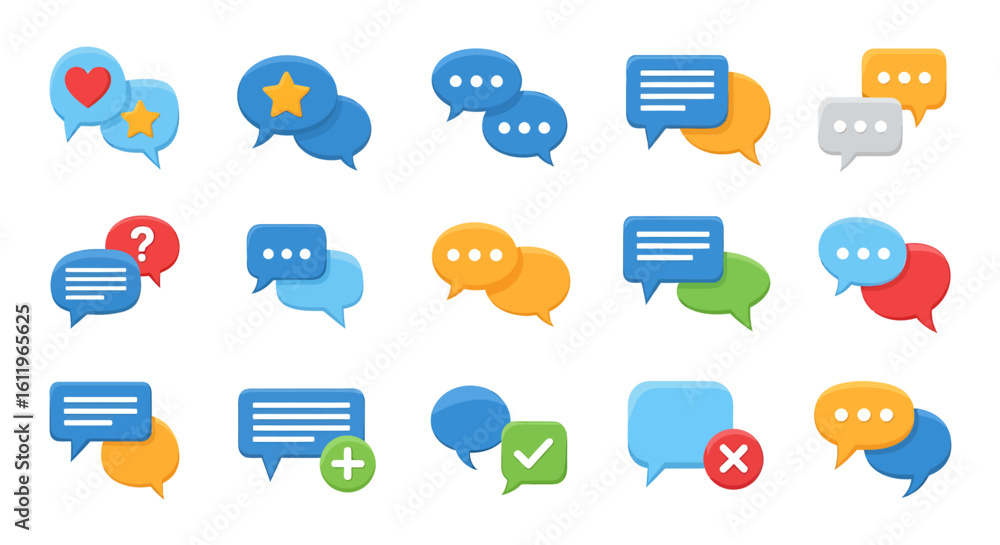 Aufkleber vector icons set of vector set of colorful 3d chat bubble icons for messaging feedback and communica