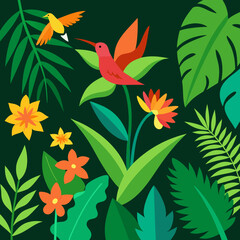 seamless pattern with red and green leaves