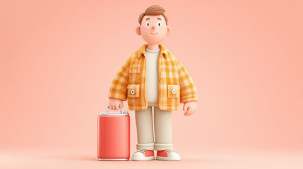 Worker, Cartoon technician replacing a battery in 3D style, ideal for technology and repair-themed visuals.