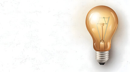 Illuminating idea on a textured background.  A warm, amber lightbulb, realistically rendered, sits against a light, speckled surface