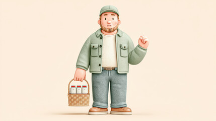 Worker, A cartoon technician working on a 3D illustration of replacing a fuse in an electrical panel.