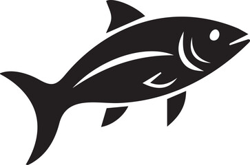 Silhouette of a Fish with Defined Fins and Gills Ideal for Logos or Seafood Themed Designs Ready for Simplification