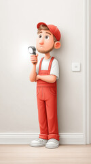 Worker, A cartoon technician using a flashlight, depicting a worker in an industrial setting.