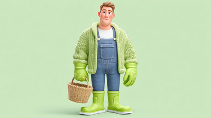 Worker, A cartoon technician wearing protective gloves, ideal for industrial or safety-related themes.