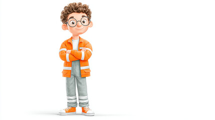 Worker, A cartoon technician wearing safety goggles, ready for work in an industrial setting.