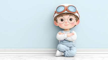 Worker, A cartoon technician wearing safety goggles, showcasing a professional and safety-conscious work environment.