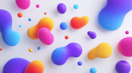 3D colorful blobs on white minimal background