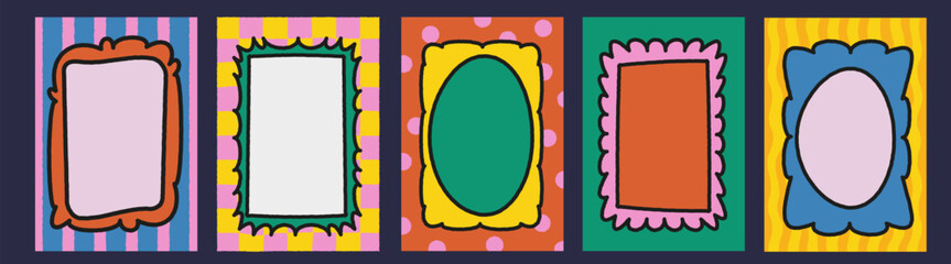 Modern style frames. Place for text. Scallop, wavy shaped speech bubbles, backgrounds. Design for card, quote, poster. 