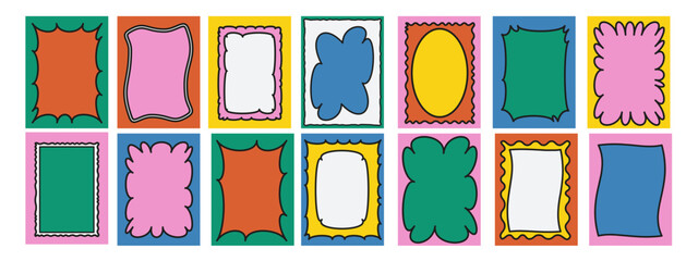 Modern style frames. Place for text. Scallop, wavy shaped speech bubbles, backgrounds. Design for card, quote, poster. 