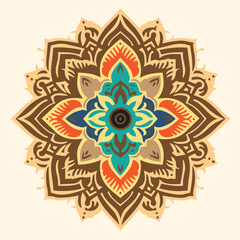 Colorful wedding alpona design vector