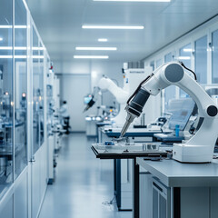 A modern robotics manufacturing lab.