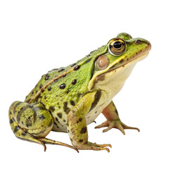 Obraz premium A green frog sits on a transparent background