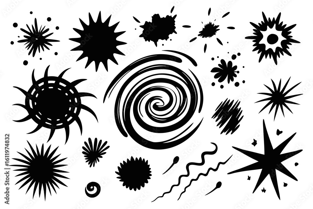 Aufkleber dynamic abstract black shapes and bursts create energetic visual effects perfect for modern design p