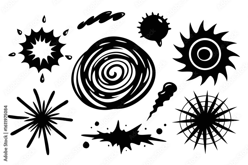 Poster dynamic black and white abstract shapes and effects perfect for energetic designs and impactful visu