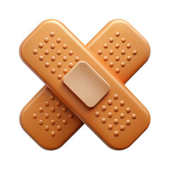 3d cross bandage with adhesive pad isolated on transparent background
