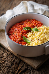 Tomato salsa pasta dish
