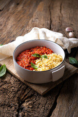 Tomato salsa pasta dish