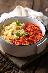 Tomato salsa pasta dish