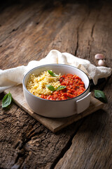 Tomato salsa pasta dish