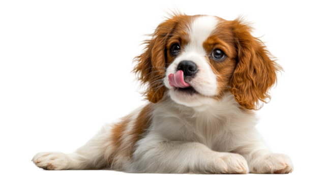 Playful Cavalier King Charles Spaniel puppy with a cute expression