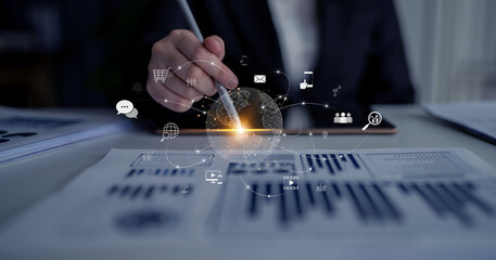 Visualization of global digital communication and online across multiple platforms, including global network, digital network, communication network, and online network. Latch