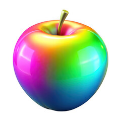 Obraz premium 3d rainbow apple isolated on transparent background