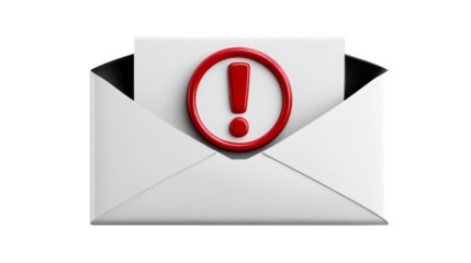 Envelope with warning symbol highlighting important message