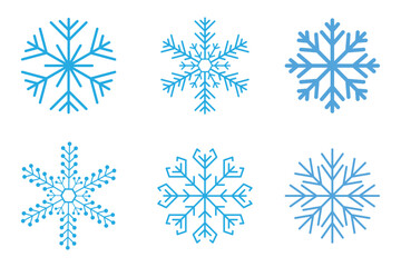 Blue Snowflake Icon Collection – Winter Vector Symbols Set