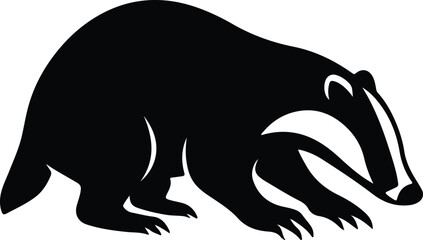 Silhouette badger animal standing wildlife woodland mammal vector illustrator