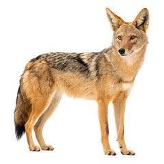 Fototapeta premium A jackal stands alert on a transparent background
