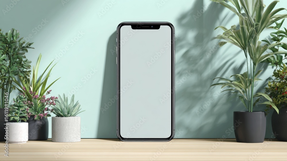 Poster smartphone user interface mockup featuring clean advertisement placement on upper section displayed 