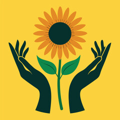 hand holding sunflower