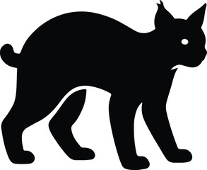 Silhouette black cat arched back ready to pounce vector illustrator