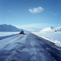 Ice road construction in arctic regions.
