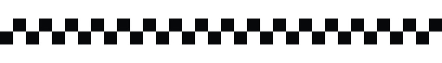 Black and white checkered line seamless pattern repeating banner. Racing stripe graphics on endless background. 