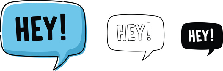 Obraz premium Download hey speech bubble vector illustration set communication chat message design